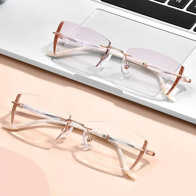 Women's Square Rimless Titanium Prescription Glasses 52025 — view 4 | Rx Spectacle