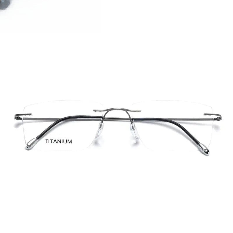 Unisex Square Rimless Titanium Prescription Glasses Kr16011 — view 10 | Rx Spectacle