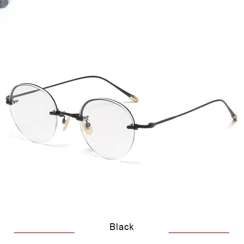 Men's Round Semi-Rimless Titanium Prescription Glasses K5921 — view 7 | Rx Spectacle