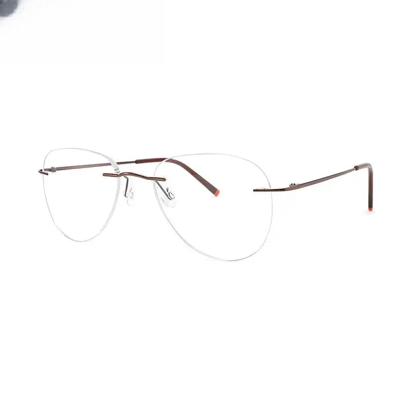 Unisex Oval Rimless Titanium Flat Top Prescription Glasses 888011 — view 7 | Rx Spectacle