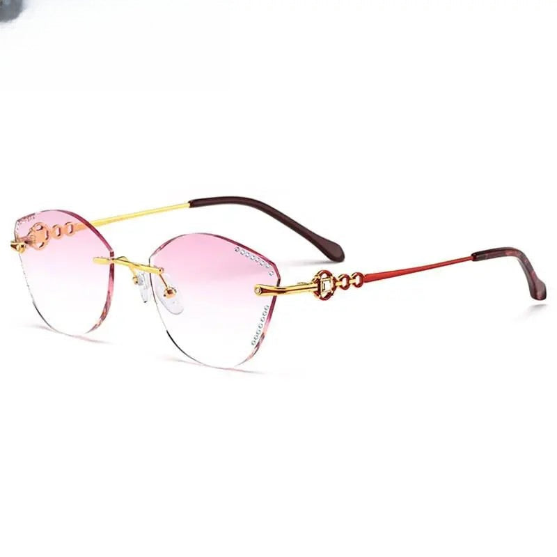 Women's Cat Eye Rimless Titanium Prescription Glasses 9110 — view 7 | Rx Spectacle