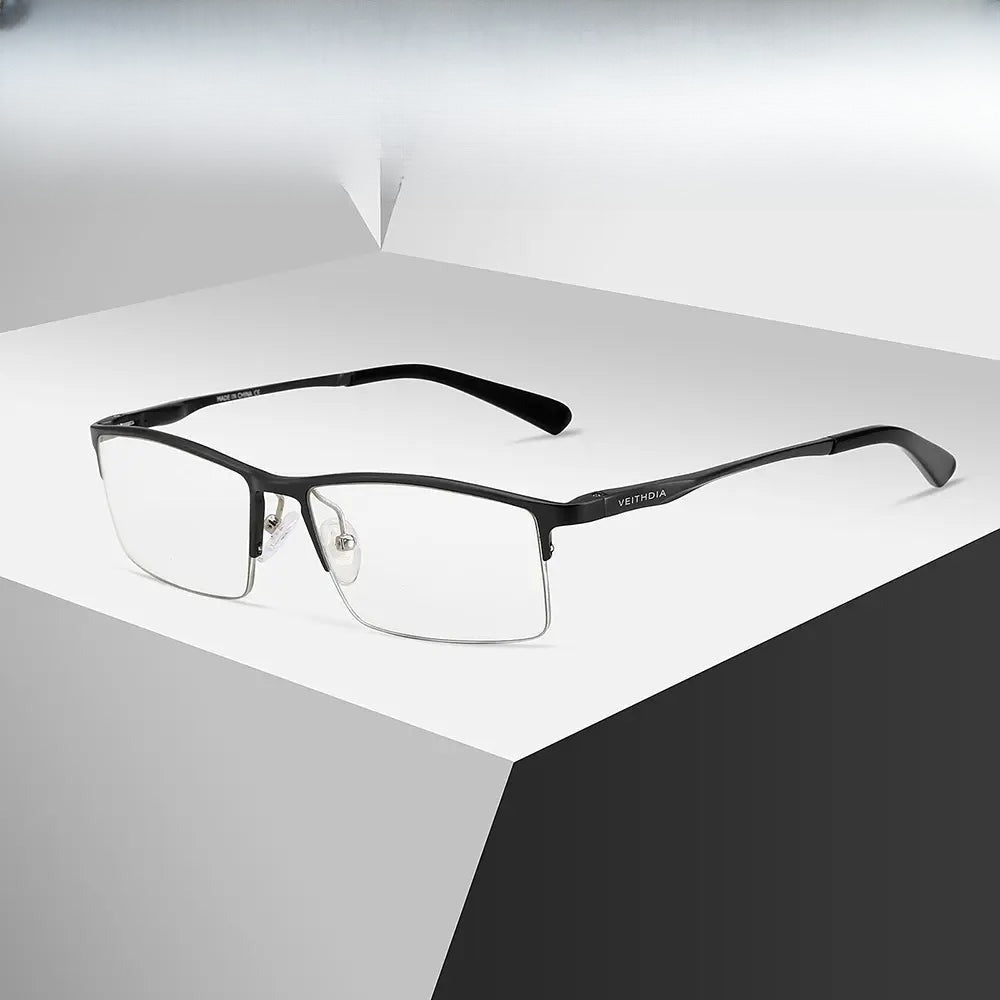 Unisex Rectangular Semi-Rimless Alloy Prescription Glasses 872100 — view 1 | Rx Spectacle