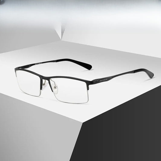 Unisex Rectangular Semi-Rimless Alloy Prescription Glasses 872100 — view 1 | Rx Spectacle