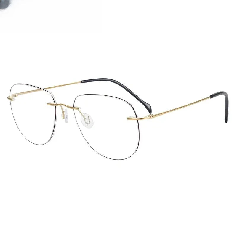 Women's Oval Rimless Titanium Flat Top Prescription Glasses 316007 — view 1 | Rx Spectacle
