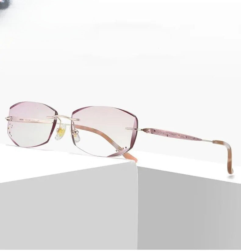 Women's Rectangular Rimless Titanium Prescription Glasses 10139 — view 5 | Rx Spectacle