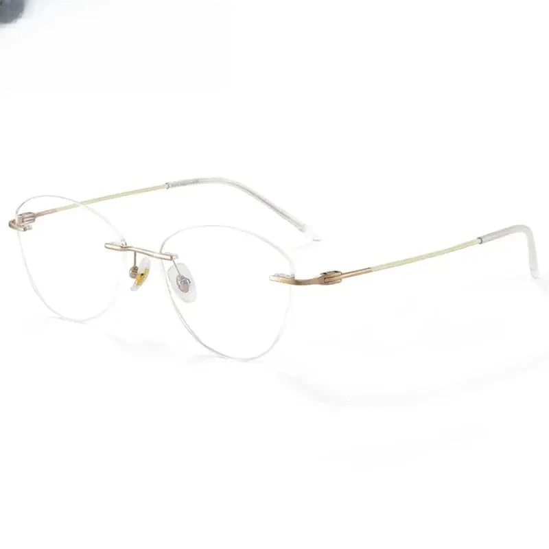 Women's Cat Eye Rimless Titanium Prescription Glasses 406076 — view 5 | Rx Spectacle