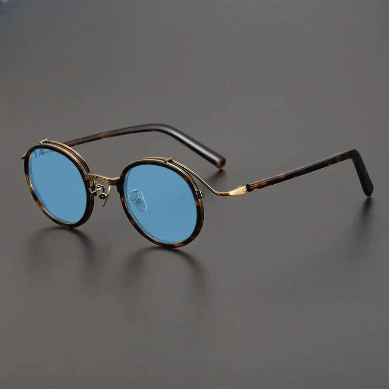 Unisex Round Full Rim Titanium Prescription Glasses Mo12 — view 6 | Rx Spectacle