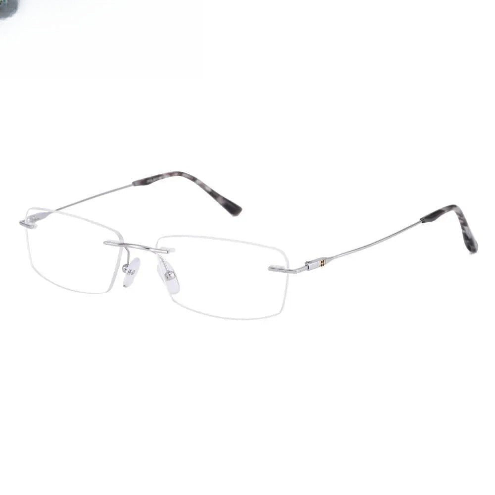 Unisex Square Rimless Titanium Prescription Glasses 2935 — view 4 | Rx Spectacle