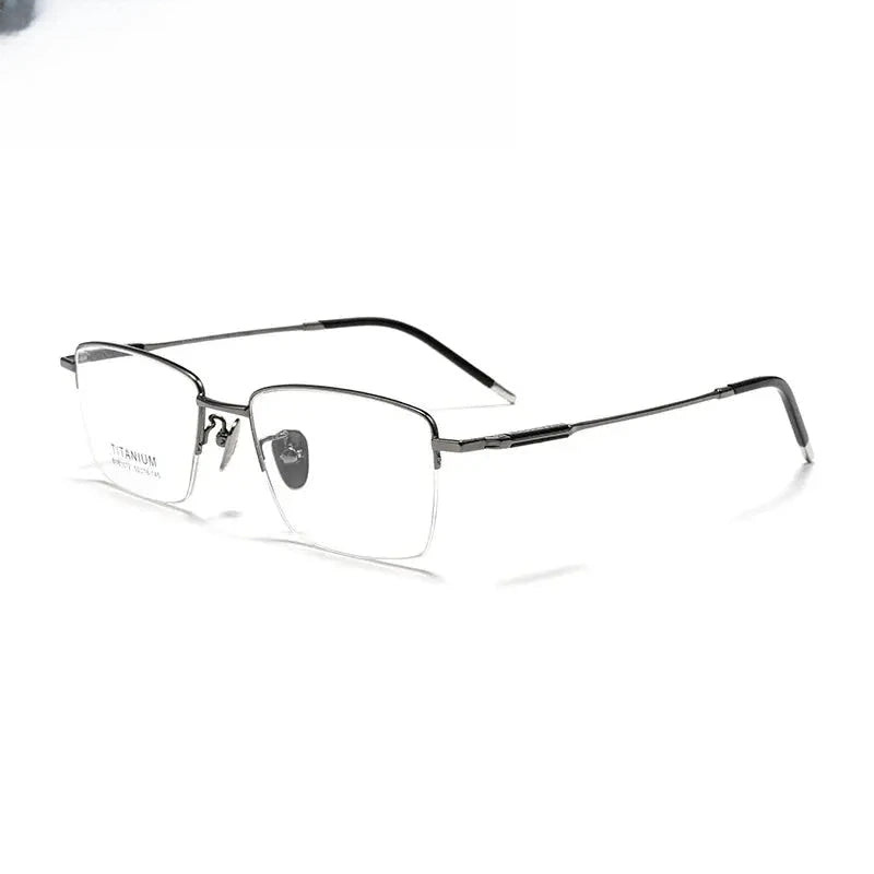 Unisex Square Semi-Rimless Titanium Prescription Glasses 81072 — view 1 | Rx Spectacle