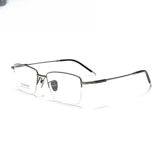 Unisex Square Semi-Rimless Titanium Prescription Glasses 81072 — view 1 | Rx Spectacle