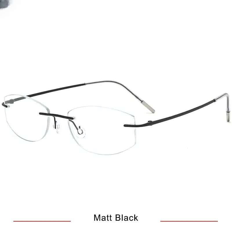 Women's Oval Rimless Titanium Screwless Prescription Glasses 62106 — view 4 | Rx Spectacle