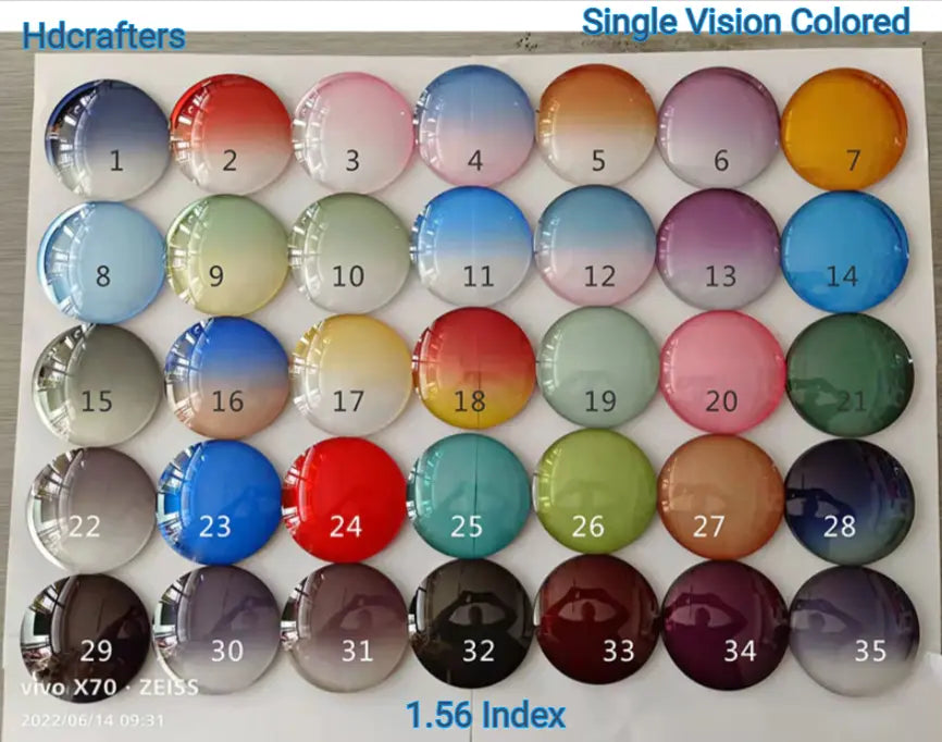1.56 Index Single Vision Polycarbonate Colored Lenses — view 1 | Rx Spectacle
