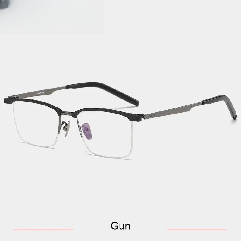 Unisex Browline Semi-Rimless Titanium Prescription Glasses 318750 — view 3 | Rx Spectacle