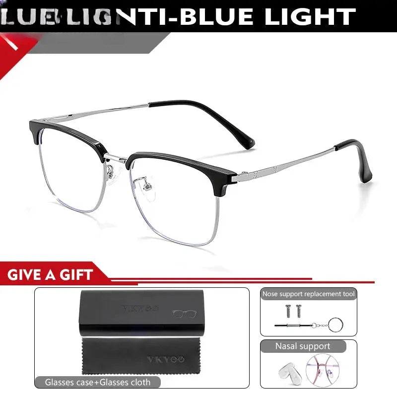 Men's Square Full Rim Titanium Reading Glasses 8026 — view 11 | Rx Spectacle