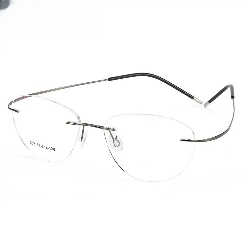 Unisex Triangle Rimless Titanium Prescription Glasses 003 — view 7 | Rx Spectacle