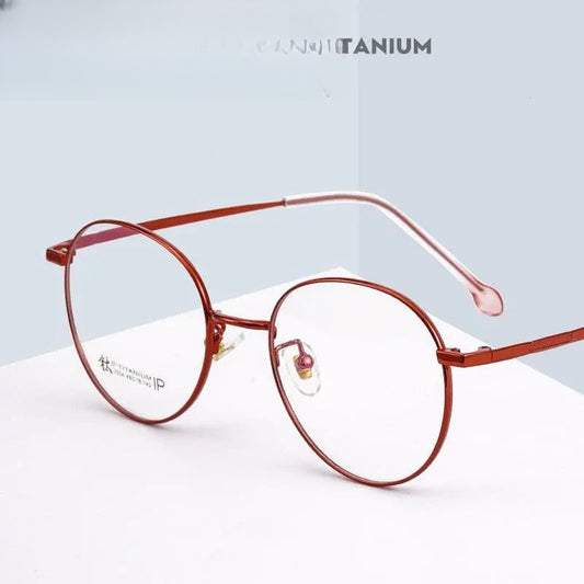 Women's Round Full Rim Titanium Prescription Glasses 2054 — view 1 | Rx Spectacle