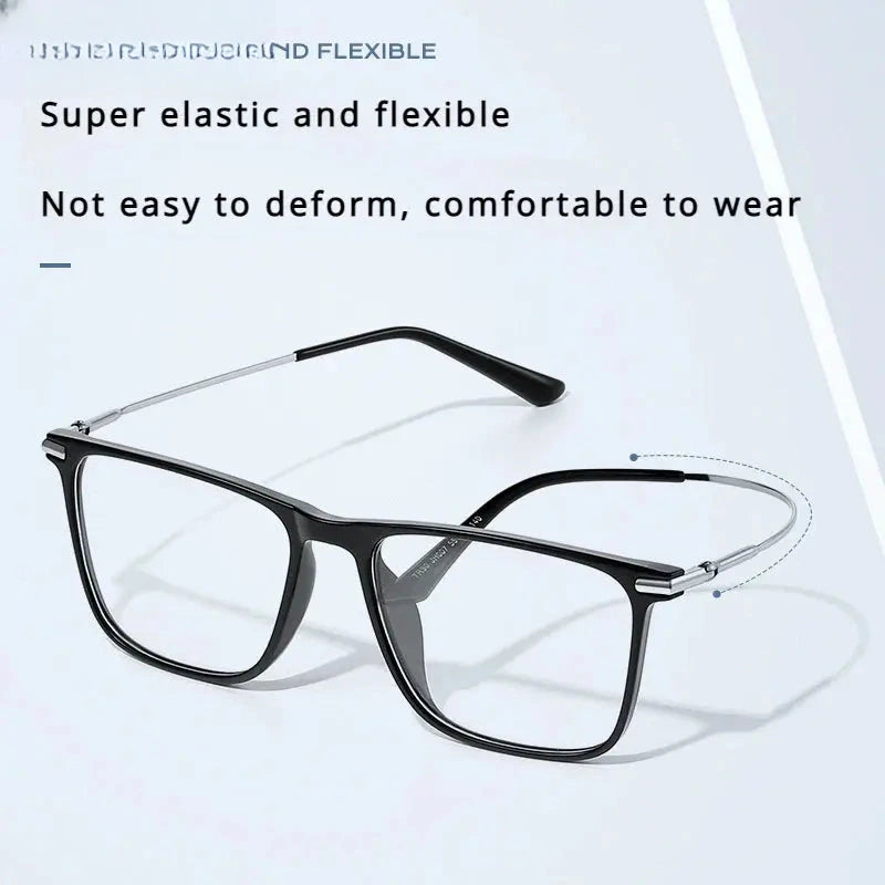 Women's Square Full Rim Titanium Reading Glasses 007 — view 2 | Rx Spectacle