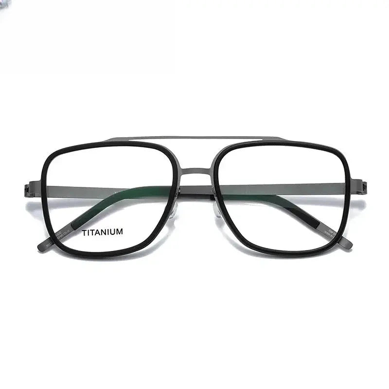 Unisex Square Full Rim Titanium Double Bridge Prescription Glasses 49911 — view 4 | Rx Spectacle