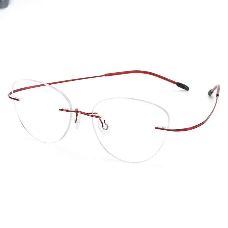 Women's Cat Eye Rimless Titanium Screwless Prescription Glasses 660742 — view 5 | Rx Spectacle