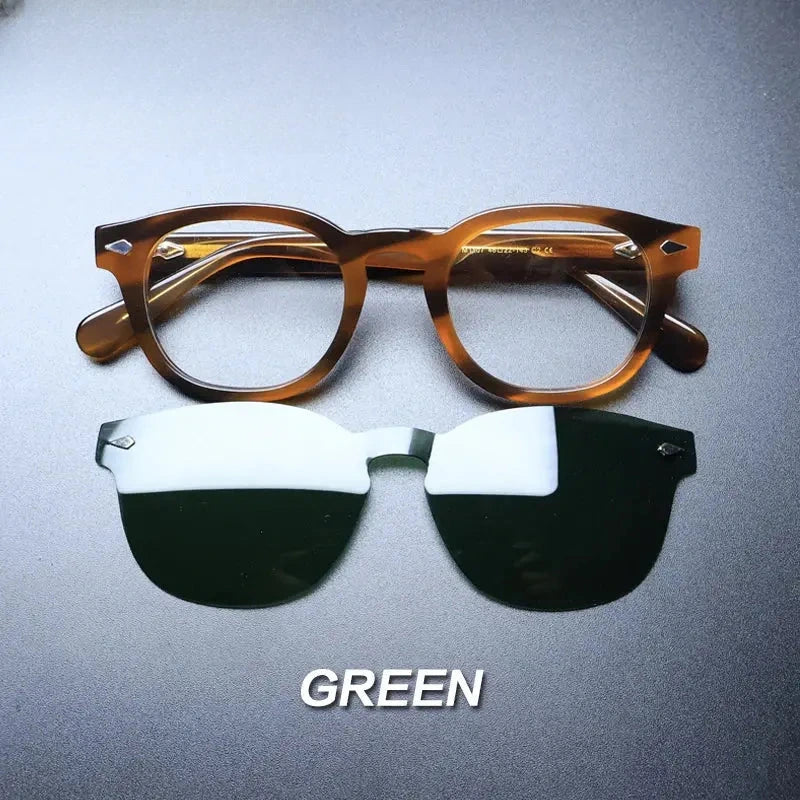 Unisex Round Full Rim Acetate Clip-On Prescription Glasses 1237 — view 20 | Rx Spectacle