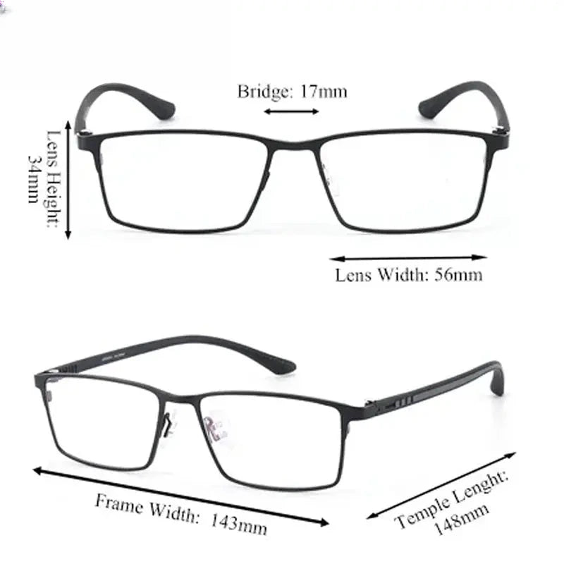 Men's Square Full Rim Titanium Prescription Glasses 779386 — view 2 | Rx Spectacle