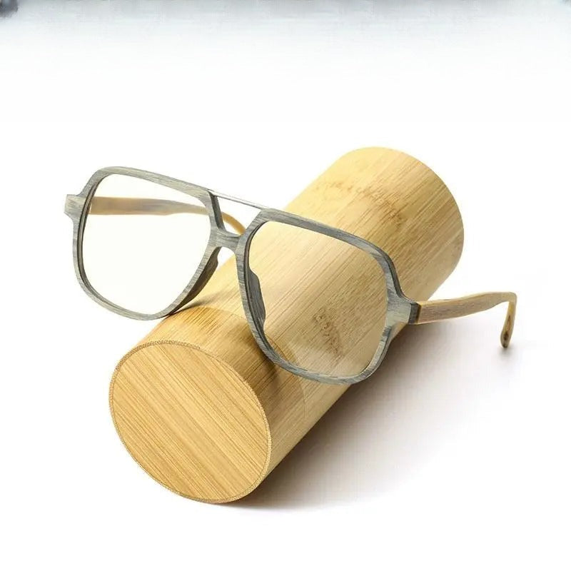 Unisex Polygon Full Rim Wood Double Bridge Prescription Glasses 6018 — view 1 | Rx Spectacle