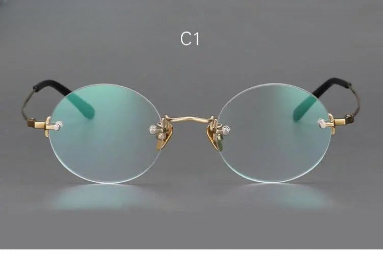 Unisex Round Rimless Titanium Reading Glasses — view 4 | Rx Spectacle
