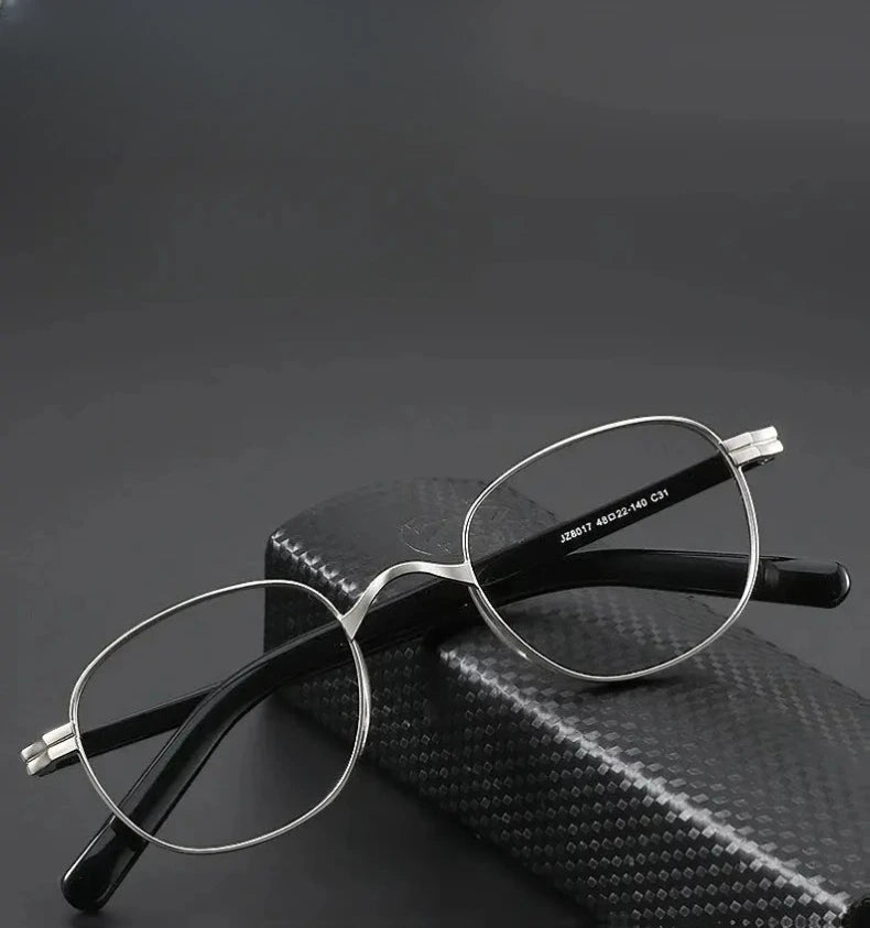 Men's Oval Full Rim Titanium Prescription Glasses Y8017 — view 1 | Rx Spectacle