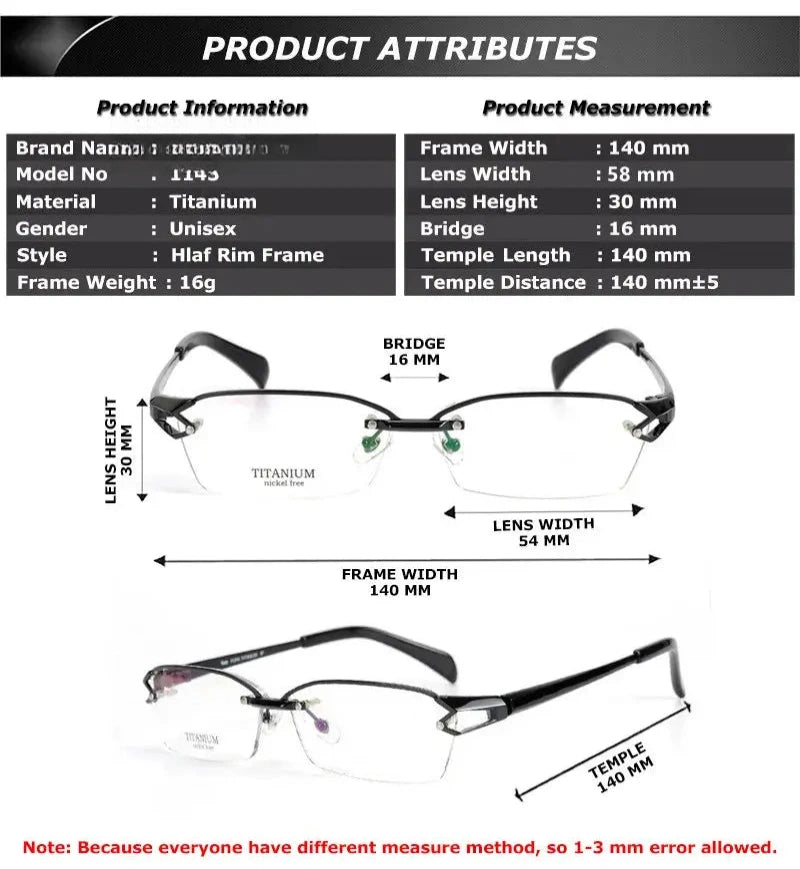 Unisex Oval Semi-Rimless Titanium Prescription Glasses 41143 — view 4 | Rx Spectacle