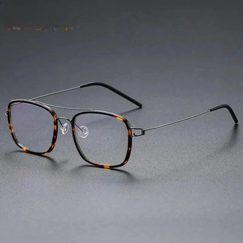 Unisex Square Full Rim Titanium Double Bridge Prescription Glasses 138185 — view 6 | Rx Spectacle