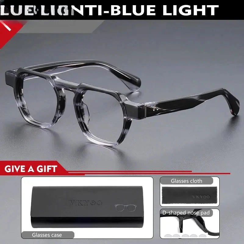 Men's Oval Full Rim Acetate Flat Top Oversized Reading Glasses 755009 — view 7 | Rx Spectacle