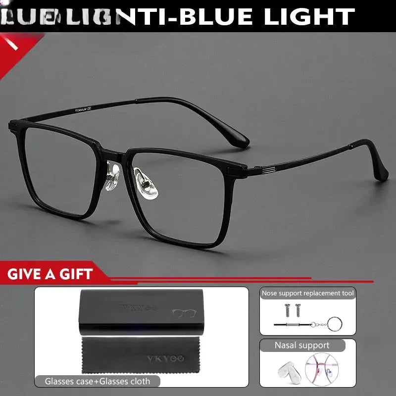 Men's Square Full Rim Titanium Reading Glasses 49306 — view 6 | Rx Spectacle