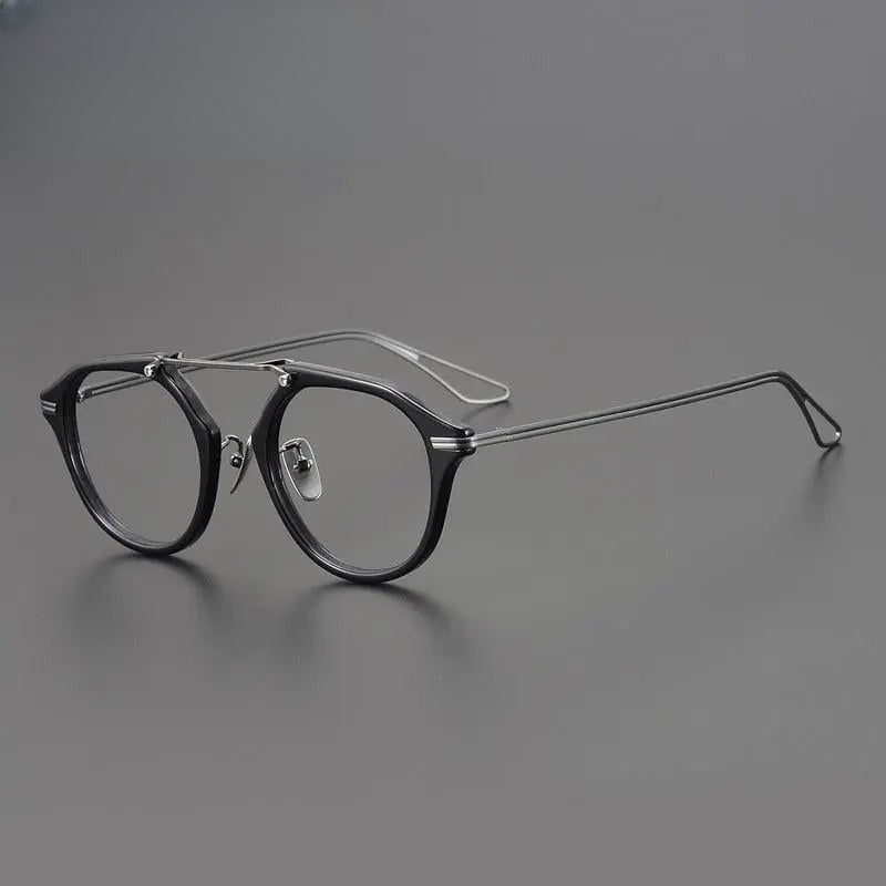 Unisex Oval Full Rim Titanium Double Bridge Prescription Glasses Gxyj925 — view 8 | Rx Spectacle