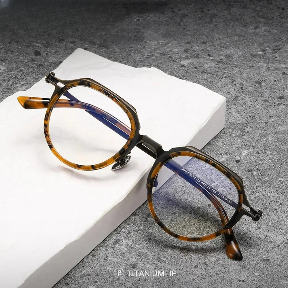 Unisex Oval Full Rim Titanium Flat Top Prescription Glasses 315872 — view 1 | Rx Spectacle