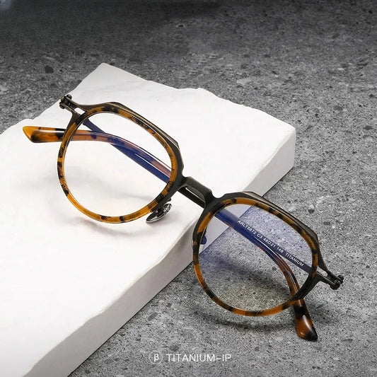 Unisex Oval Full Rim Titanium Flat Top Prescription Glasses 315872 — view 1 | Rx Spectacle