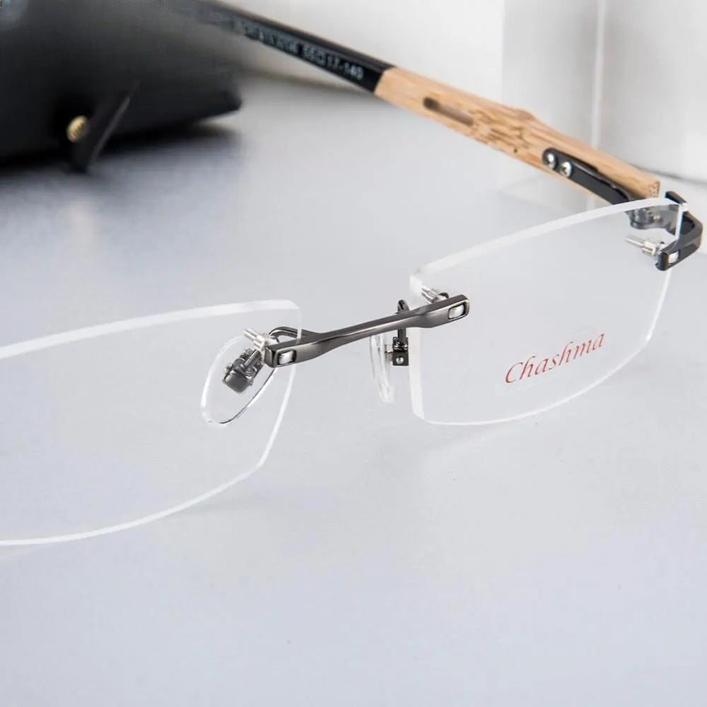 Men's Square Rimless Titanium Prescription Glasses 866 — view 5 | Rx Spectacle