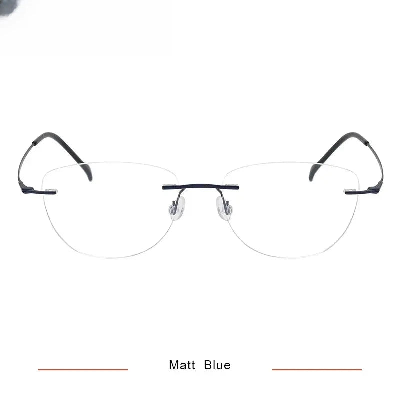 Unisex Cat Eye Rimless Titanium Screwless Prescription Glasses 16007 — view 5 | Rx Spectacle