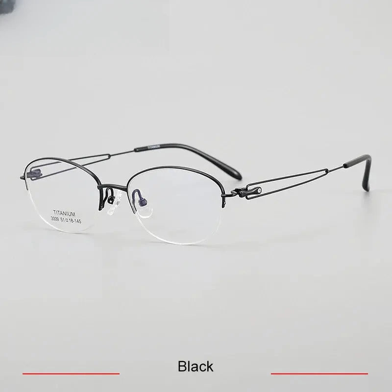 Women's Oval Semi-Rimless Titanium Prescription Glasses 33009 — view 7 | Rx Spectacle