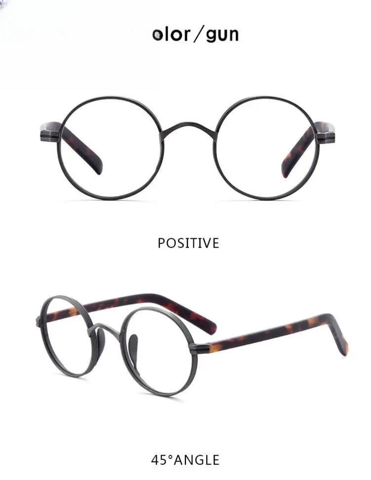 Unisex Round Full Rim Titanium Prescription Glasses Gxyj47 — view 16 | Rx Spectacle