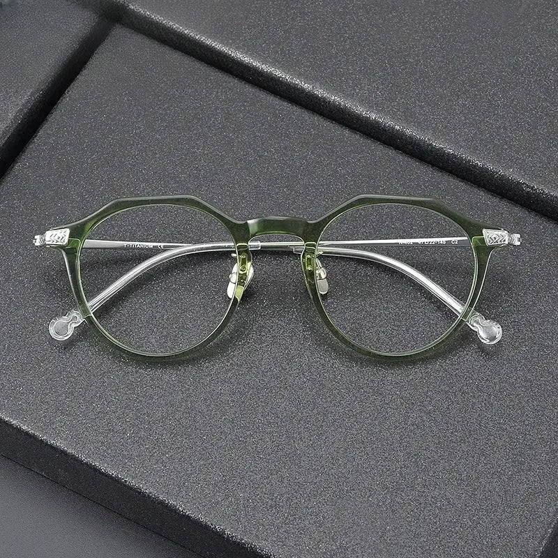Women's Oval Full Rim Titanium Flat Top Prescription Glasses 322402 — view 1 | Rx Spectacle