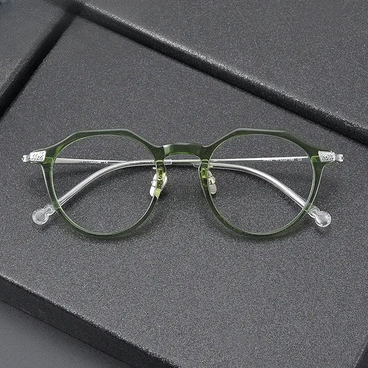 Women's Oval Full Rim Titanium Flat Top Prescription Glasses 322402 — view 1 | Rx Spectacle