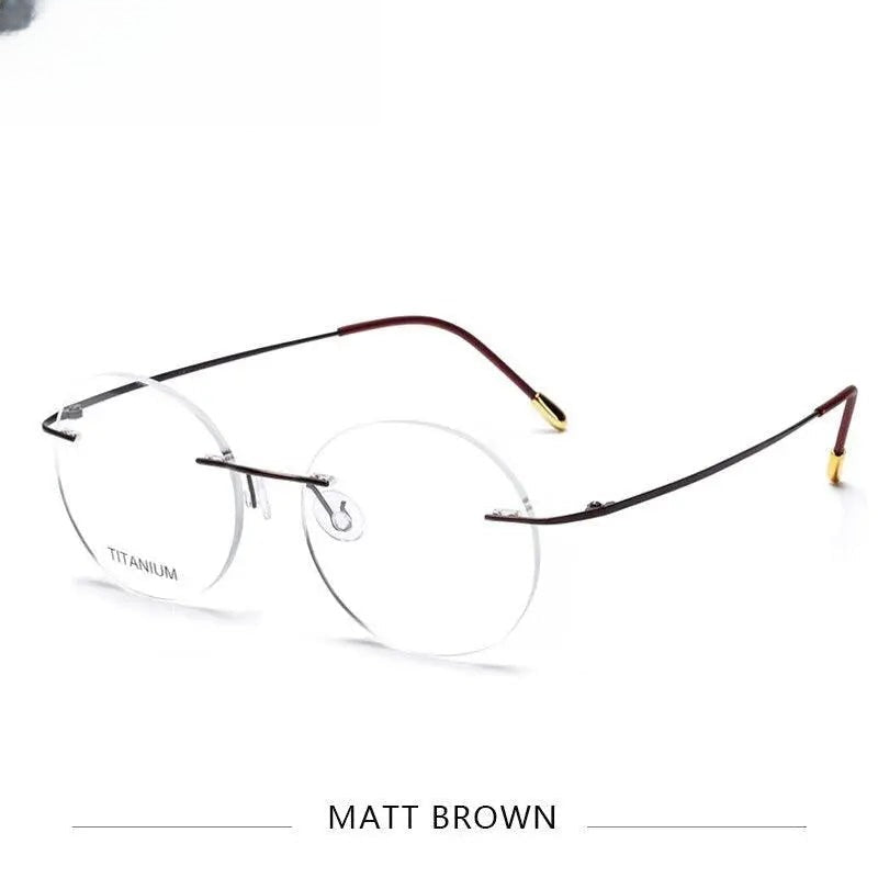 Unisex Round Rimless Titanium Prescription Glasses Kr6012 — view 2 | Rx Spectacle