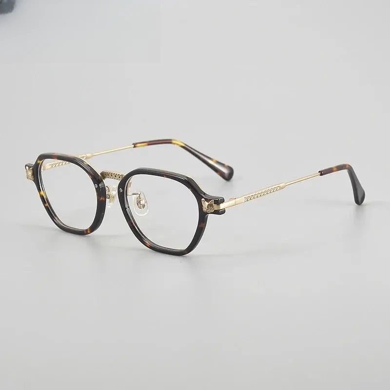 Unisex Polygon Full Rim Titanium Prescription Glasses 57009 — view 4 | Rx Spectacle
