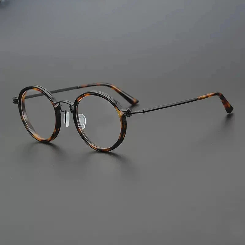 Unisex Round Full Rim Titanium Prescription Glasses 8444 — view 4 | Rx Spectacle