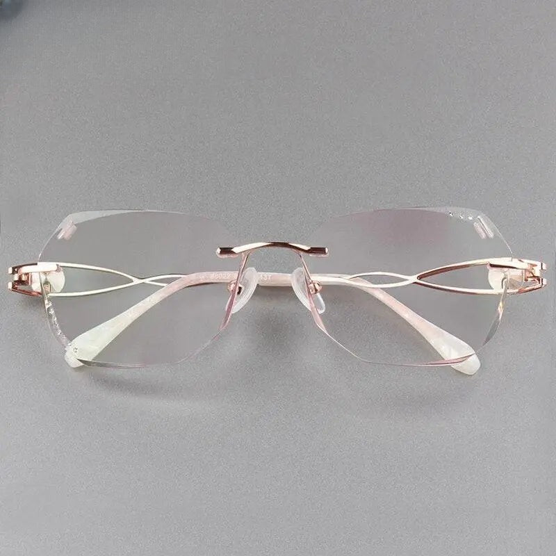 Women's Square Rimless Titanium Prescription Glasses 88023 — view 5 | Rx Spectacle