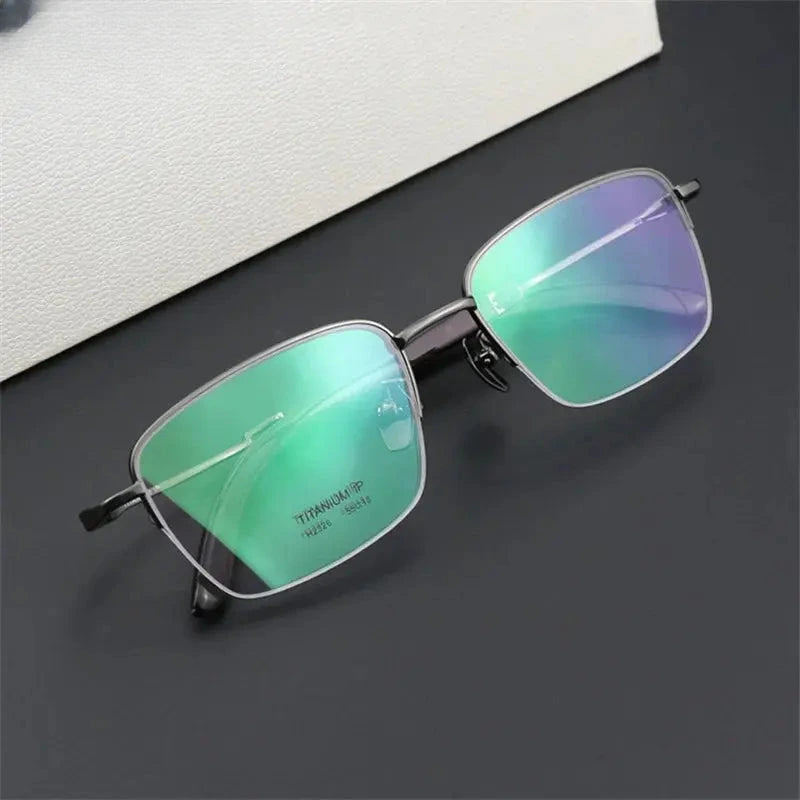 Unisex Square Semi-Rimless Titanium Prescription Glasses 312326 — view 1 | Rx Spectacle