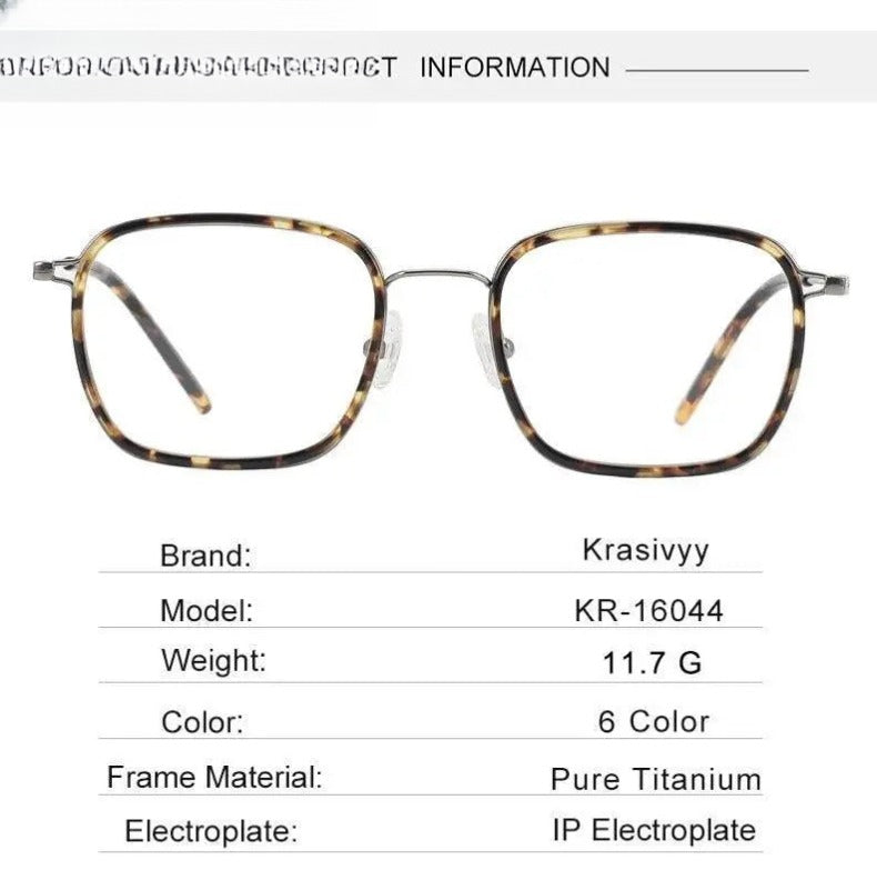 Men's Square Full Rim Titanium Prescription Glasses Kr16044 — view 10 | Rx Spectacle