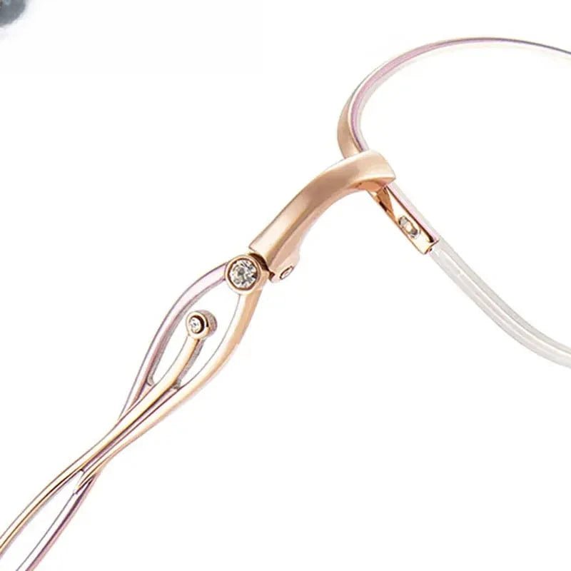 Women's Oval Semi-Rimless Titanium Prescription Glasses 6174 — view 5 | Rx Spectacle