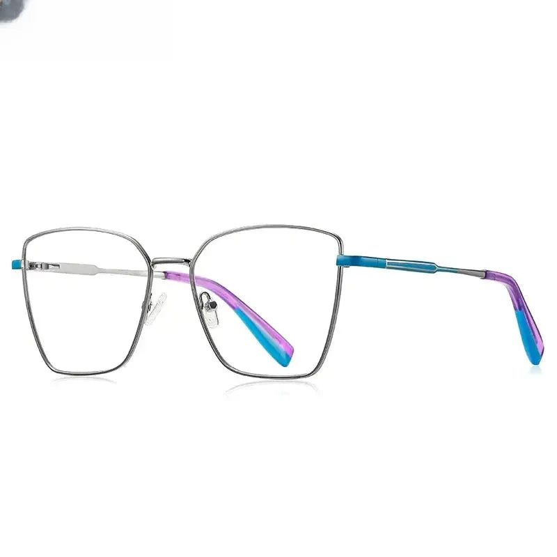 Women's Square Full Rim Alloy Reading Glasses Pfd3051 — view 6 | Rx Spectacle