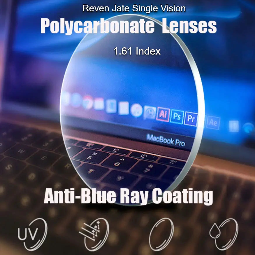 1.61 Index Single Vision Polycarbonate Anti Blue Light Clear Lenses — view 1 | Rx Spectacle